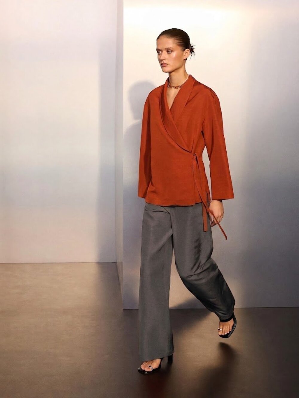Massimo Dutti · Flowy kimono/jacket with shawl collar linen blend Size XS NWT